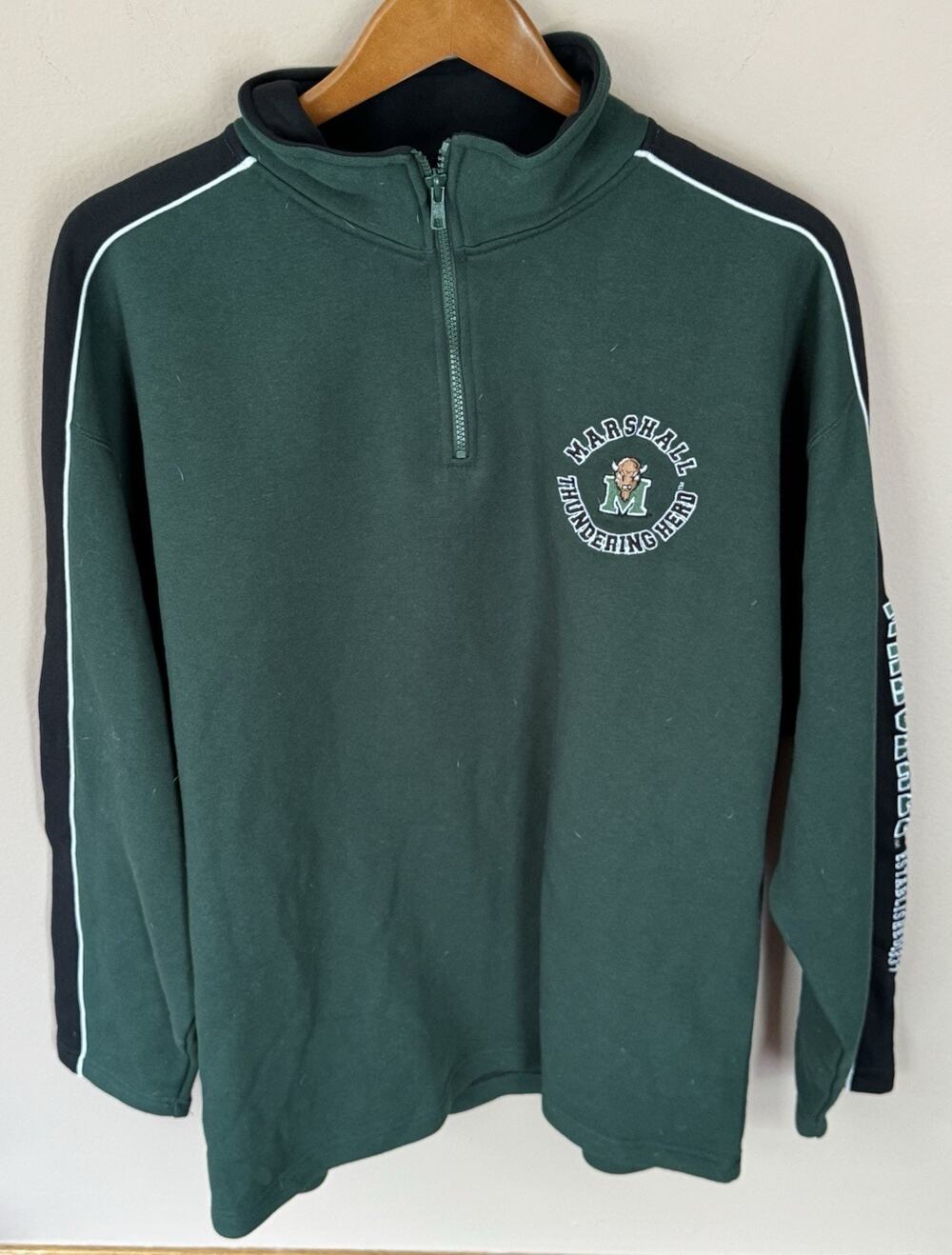 Marshall Thundering Herd Sweatshirt 1/4 Zip Adult Large Cadre Green